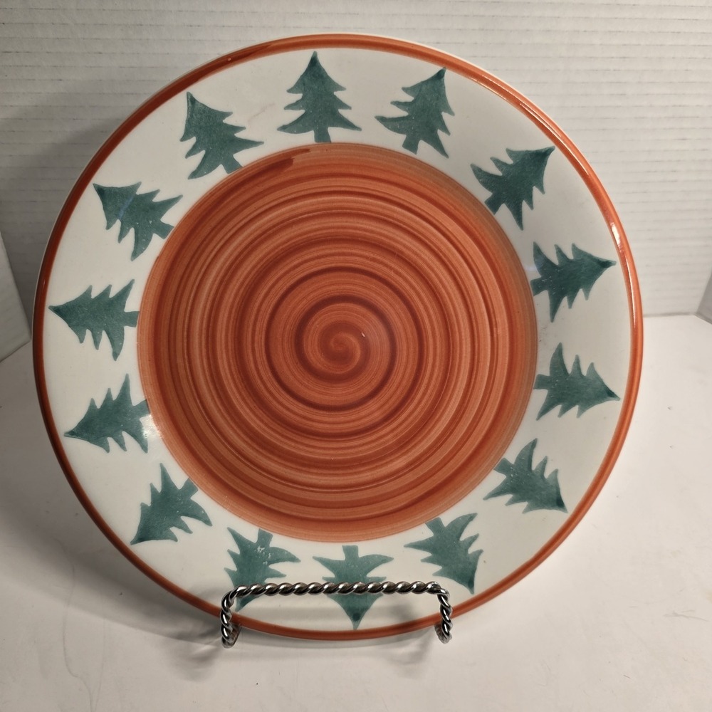 Pier 1 Dinner Plate Christmas Tree‎ Orange Swirl Colorful Festive 9.5 Inches